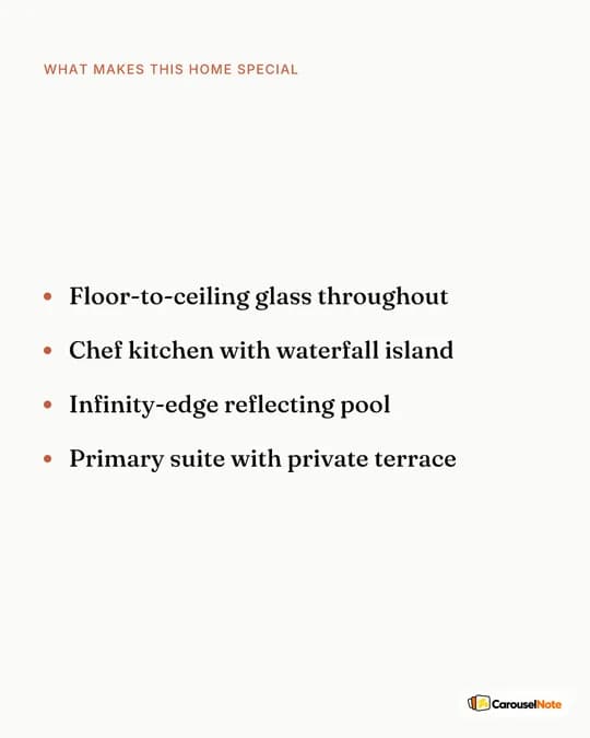 Modern Minimal features slide with bullet points